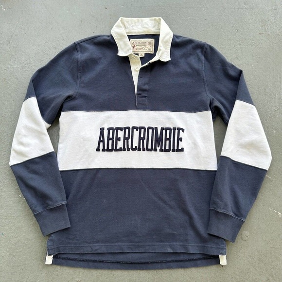 Abercrombie & Fitch Other - Abercrombie 90s Inspired Logo Long Sleeve Rugby Polo - Blue Men’s Medium